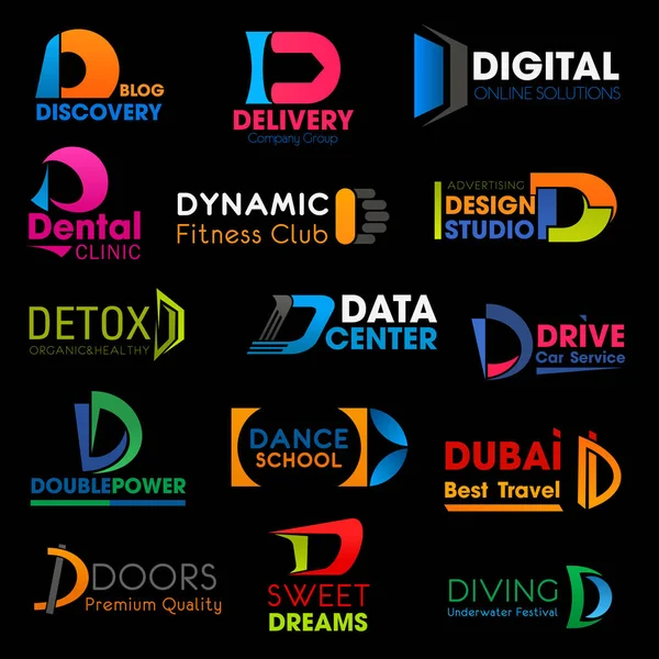 Γράμμα D σύμβολα μάρκα επιχειρήσεων εταιρικής ταυτότητας — Διανυσματικό Αρχείο