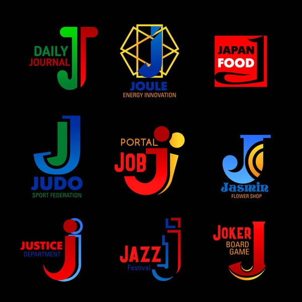 Ikony J sport, energii i muzyka tożsamości korporacyjnej — Wektor stockowy