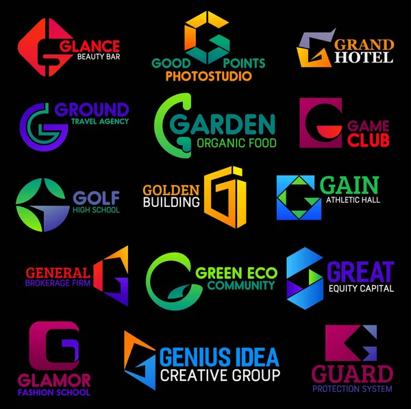 G icons modern geometric corporate identity design — Stock Vector