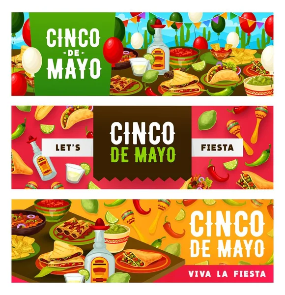 Cinco de Mayo fiesta tacos, τεκίλα και σομπρέρο — Διανυσματικό Αρχείο