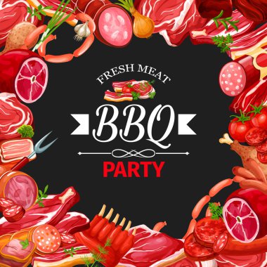 Sosis ve et çerçeve, Barbekü partisi, kasap dükkanı