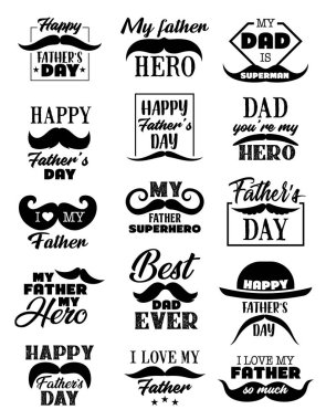 Vektör Babalar günü tatil simgeler, yazı