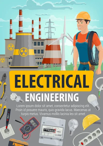 Inżyniera lub elektryk pracy, branży Energetyka — Wektor stockowy