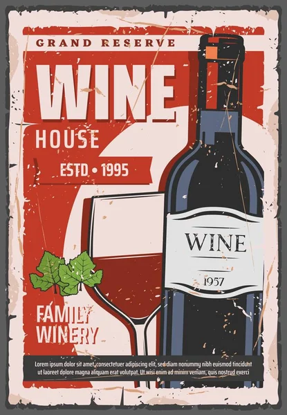 Industrie vinicole, bouteille de vin rouge et verre à vin — Image vectorielle