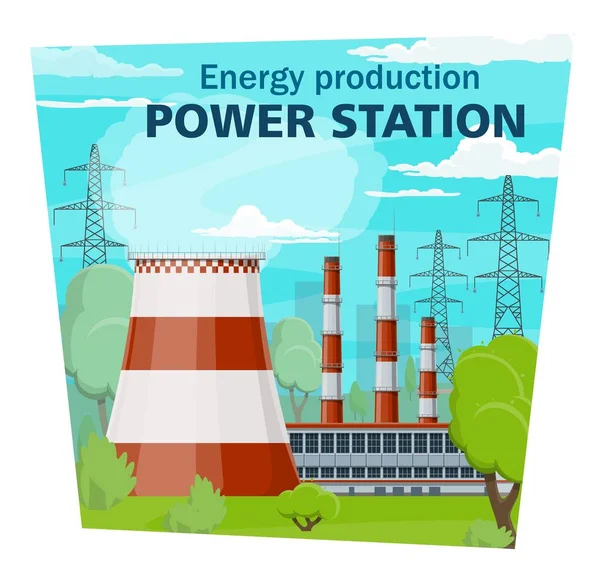 Villamosenergia-ipar, erőmű és energia — Stock Vector