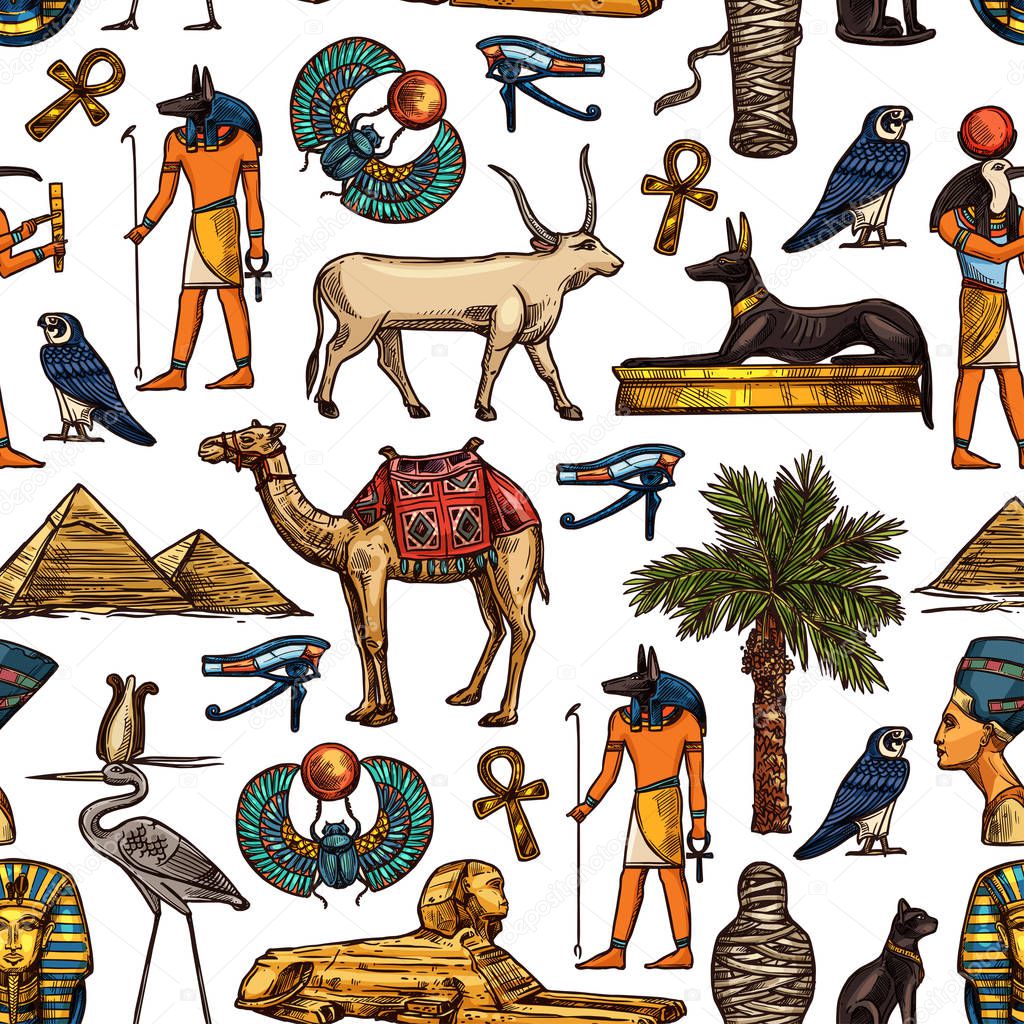 Egyptian religion and culture seamless pattern
