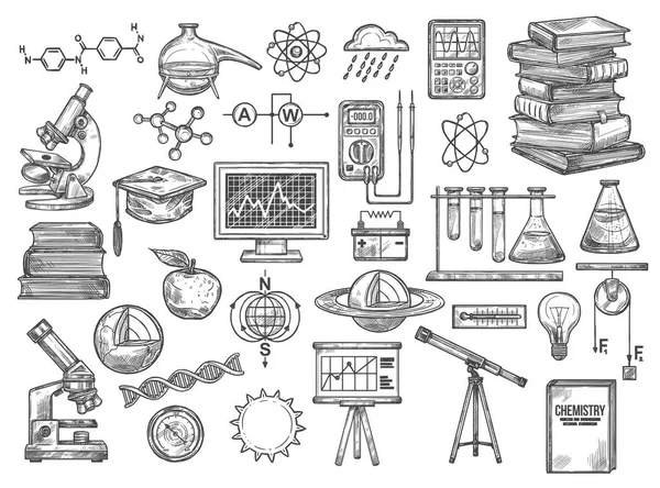 Química y equipos de investigación iconos vectoriales — Vector de stock