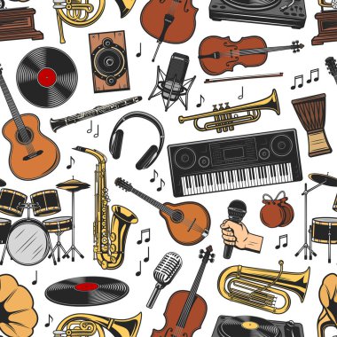 Müzik aletleri ve donanımları seamless modeli