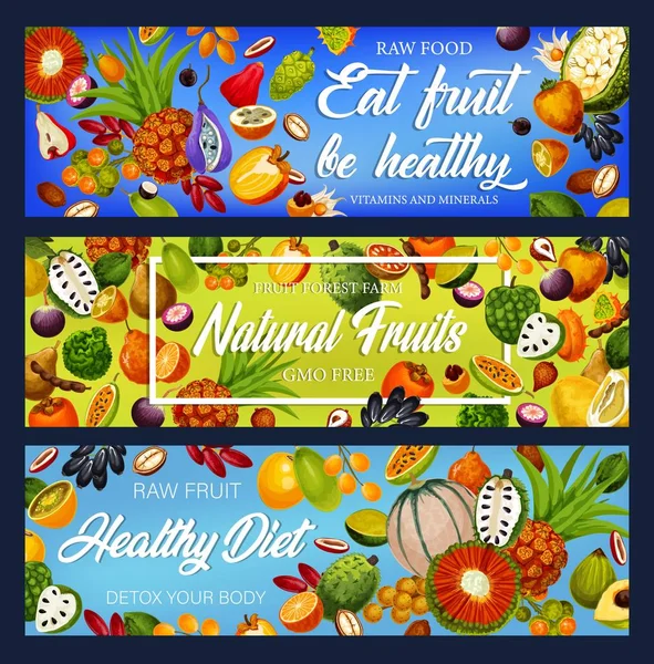 Meyve ve çilek, Detoks Beslenme, GDO ücretsiz — Stok Vektör