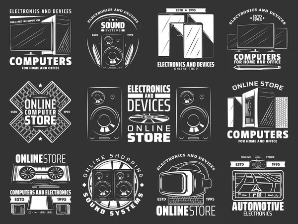 Dispositivos y gadgets, iconos electrónicos — Archivo Imágenes Vectoriales