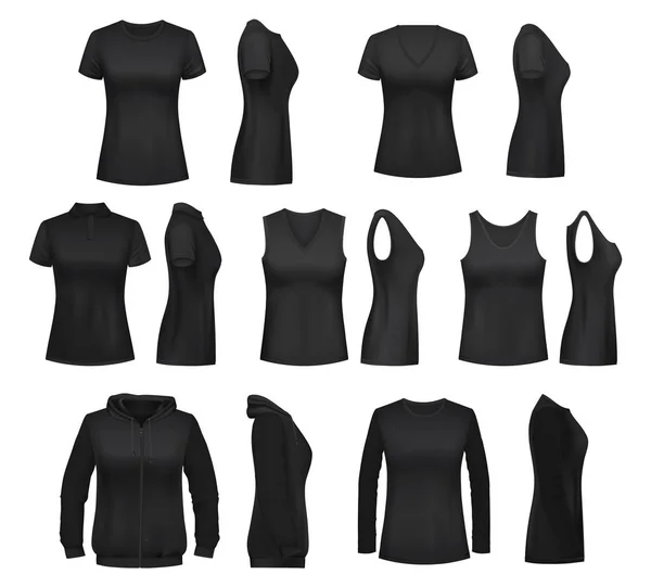 Female clothes isolated mockups, vector t-shirt Royalty Free Stock Vectors