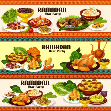 Ramazan iftar et ve balık yemekleri ile tatlı