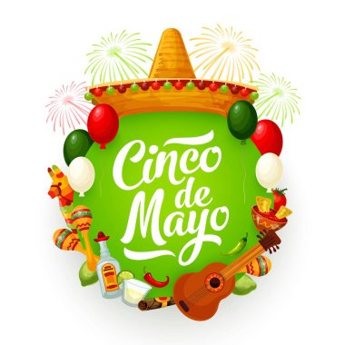 Cinco de Mayo sombrero, Meksika yemeği, gitar
