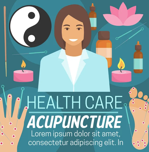 Akupunktura alternativní zdravotnictví medicína — Stockový vektor