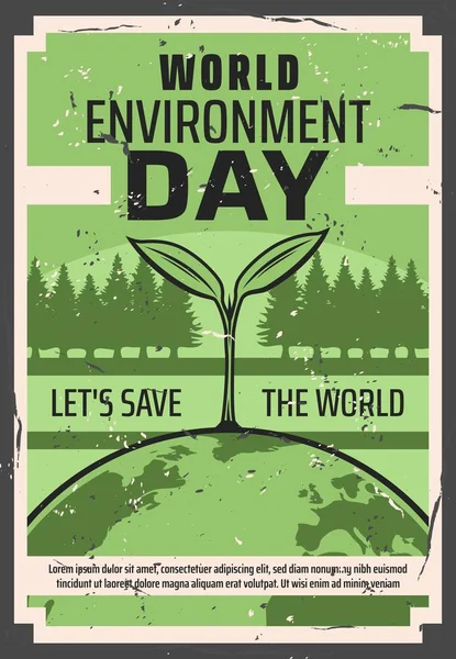 Salvar la Tierra, Día Mundial del Medio Ambiente, protección del medio ambiente — Vector de stock