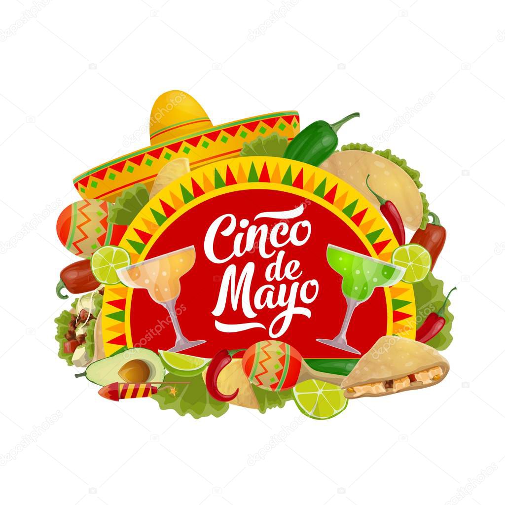 Cinco de Mayo food, drink and Mexican sombrero
