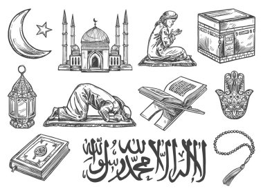 Islam din sembolleri ve kültürel simgeler izole