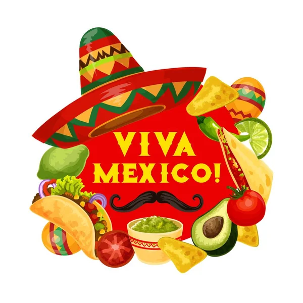 Viva Mexico nourriture de vacances, Mexique Cinco de Mayo — Image vectorielle