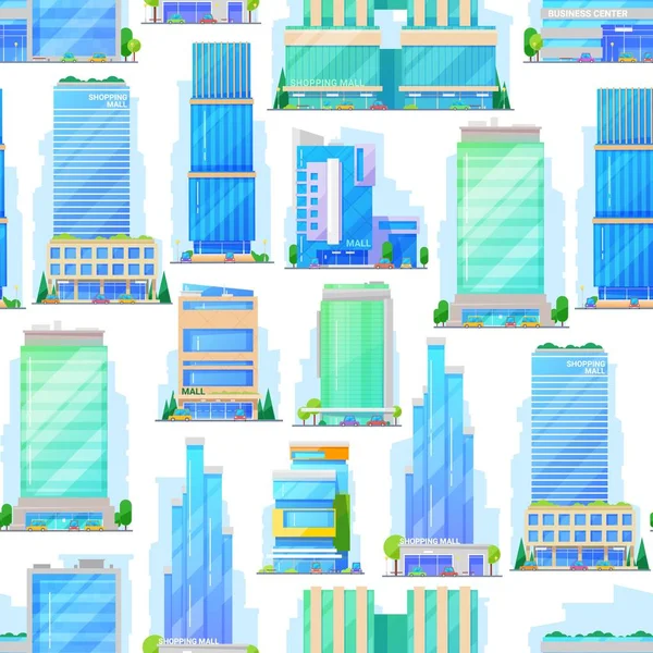 Bâtiments de centres commerciaux, de commerce et d'affaires — Image vectorielle