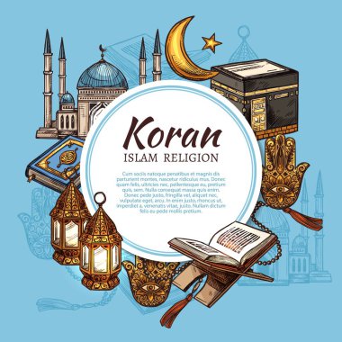 Islam din Camii, hilal, kuran ve fener