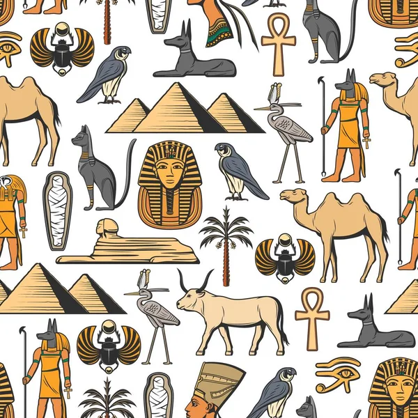 Mısır sembolleri vektör Dikişsiz desen — Stok Vektör