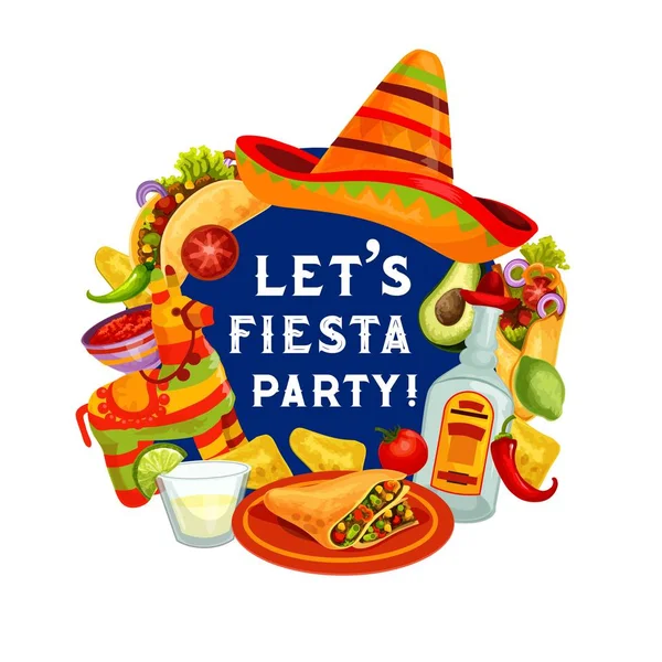 Legyen fiesta party, mexikói Cinco de Mayo ünnep — Stock Vector