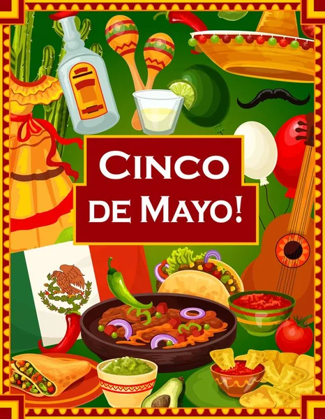 Cinco de Mayo Festa do feriado mexicano cumprimentos — Vetor de Stock