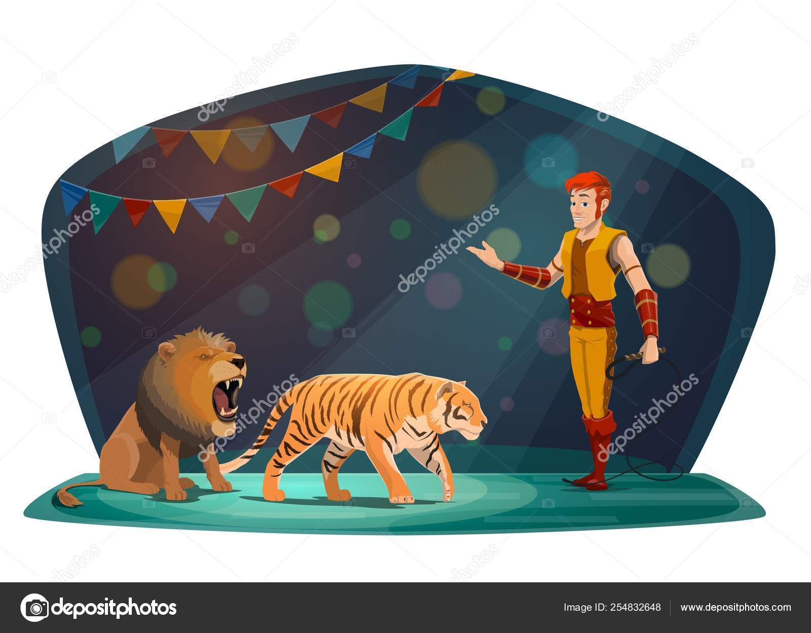 Chapiteau Cirque Arena Tigre Et Lion Animaux Tamer Image