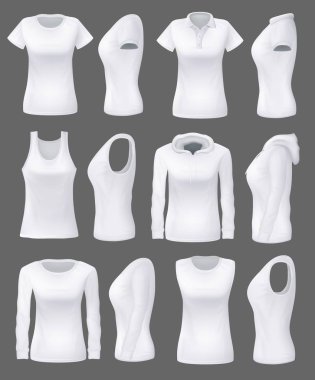 Kadın giyim mockup modelleri, beyaz spor gömlek