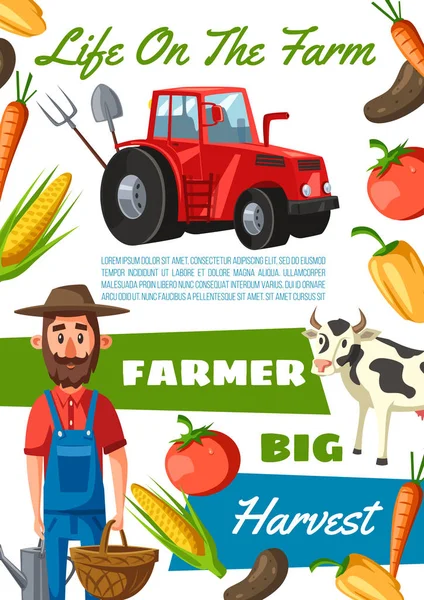 Farmer agronomist, agriculture and cattle farm — Stock Vector