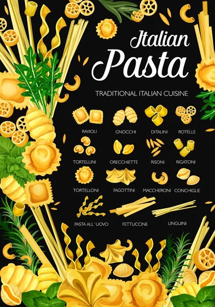 意大利菜面食, 高级餐厅菜单 — 图库矢量图片