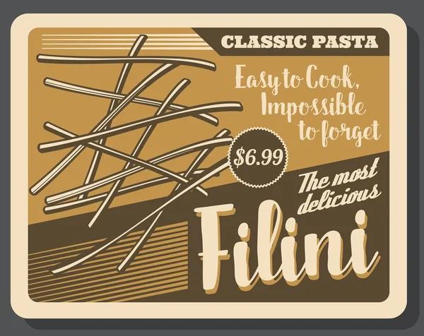 Filini pâtes Menu italien — Image vectorielle