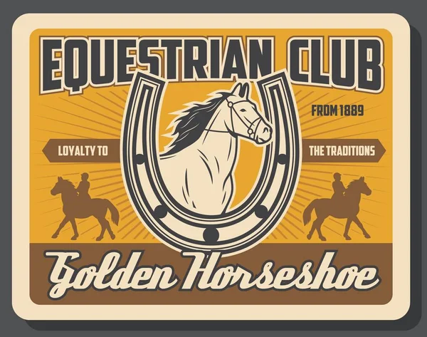 Club ecuestre, jockey polo equitación deporte — Vector de stock