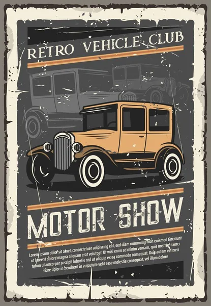 Klubu Retro vozidla, jak vintage muzeum motorismu — Stockový vektor
