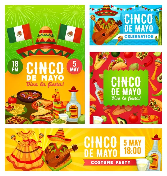 Viva Mexican Cinco de Mayo, México fiesta de vacaciones — Vector de stock