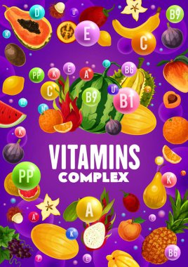 Vitaminler tropikal meyve ve çilek kaynakları