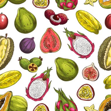 Egzotik tropik meyve Dikişsiz desen arka plan