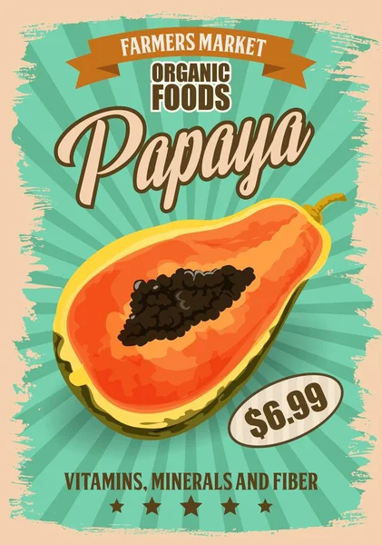 Papaya o zampa di zampa di zampa frutta tropicale. Cibo esotico — Vettoriale Stock