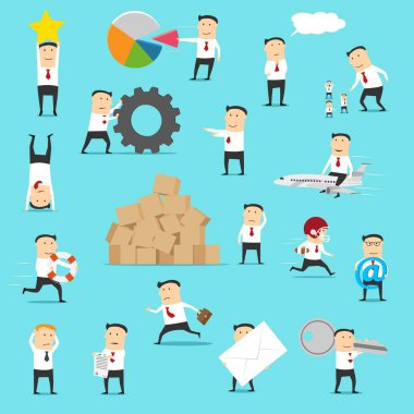 İşadamı iş durumları karikatür simgeleri