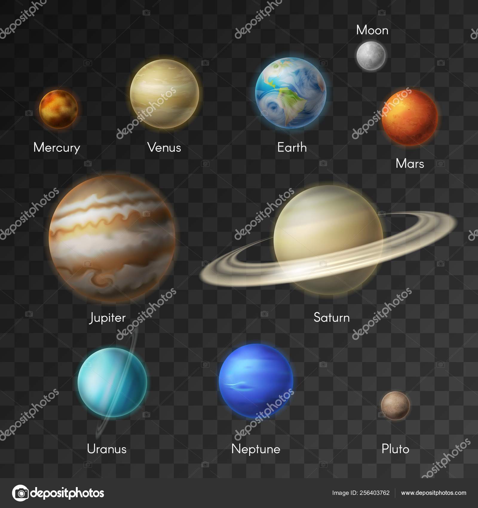 Solar System Planets Galaxy Icons Stock Vector