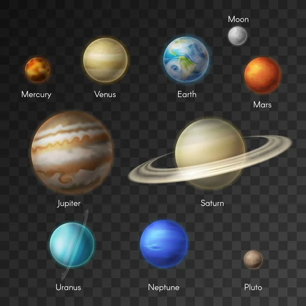 Planetas del sistema solar iconos de galaxias — Vector de stock