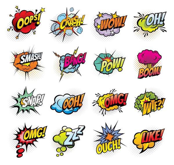 Мультипликационные иконки с шумом из комикса
