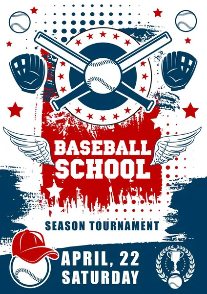 Béisbol deporte escuela equipo torneo — Vector de stock