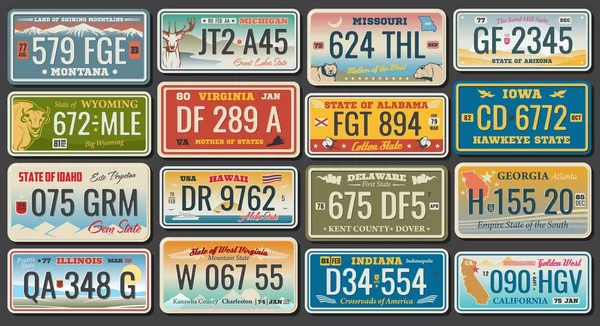 Número de matrícula del vehículo abstracto placas — Archivo Imágenes Vectoriales