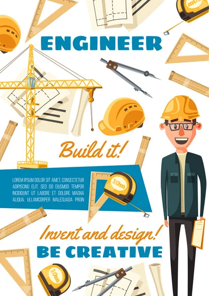 Construction chantier profession d'ingénieur constructeur — Image vectorielle