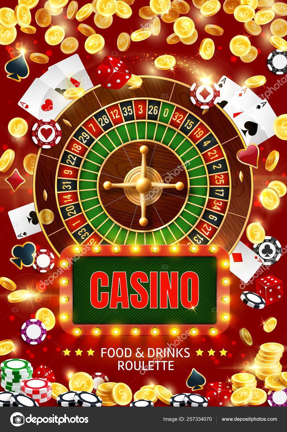 Free Vector  Realistic and colored casino online games with roulette dice  and gaming pieces