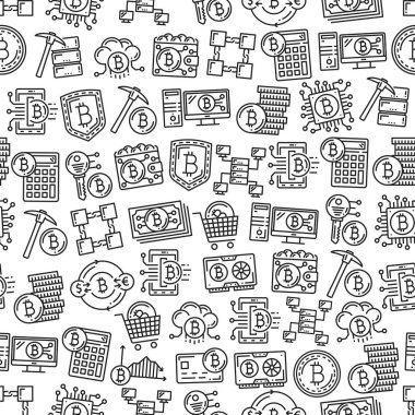 Cryptocurrency ve Bitcoin paralar Dikişsiz desen