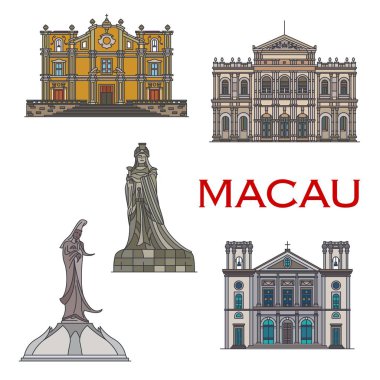 Macau seyahat simgeler. Çin binaları, heykeller