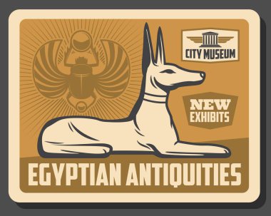 Antik Mısır Tanrı Anubis heykel ve Scarab Beetle