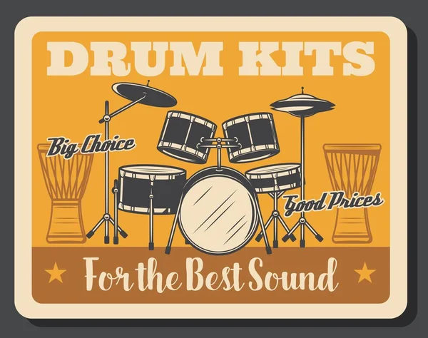 Drums, percussion instruments of rock music — Stock Vector